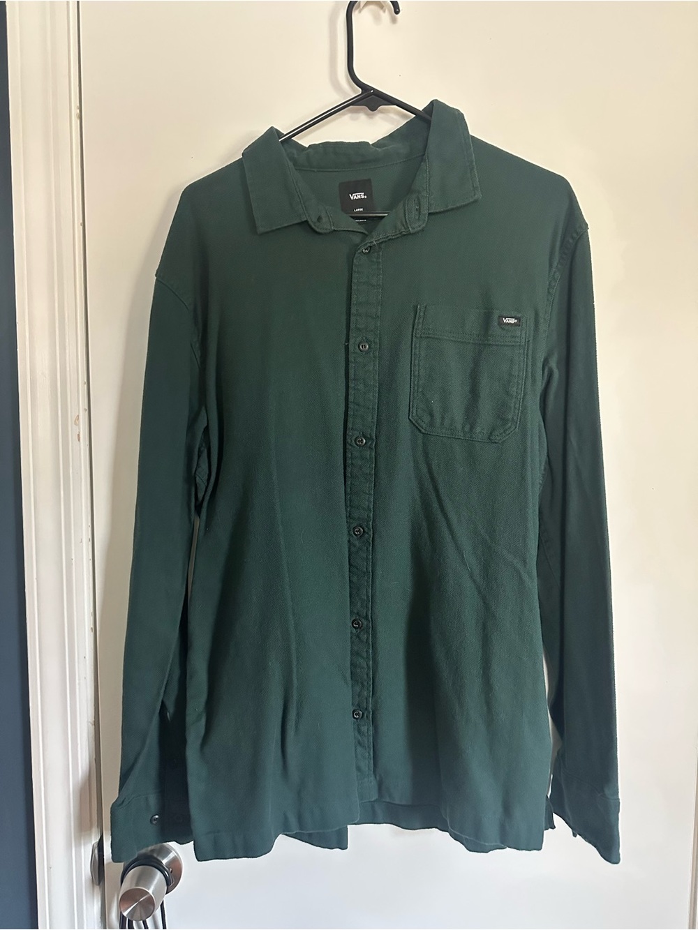 Vans Men’s Long-Sleeve Button-Down Shirt — Dark Green / Size L